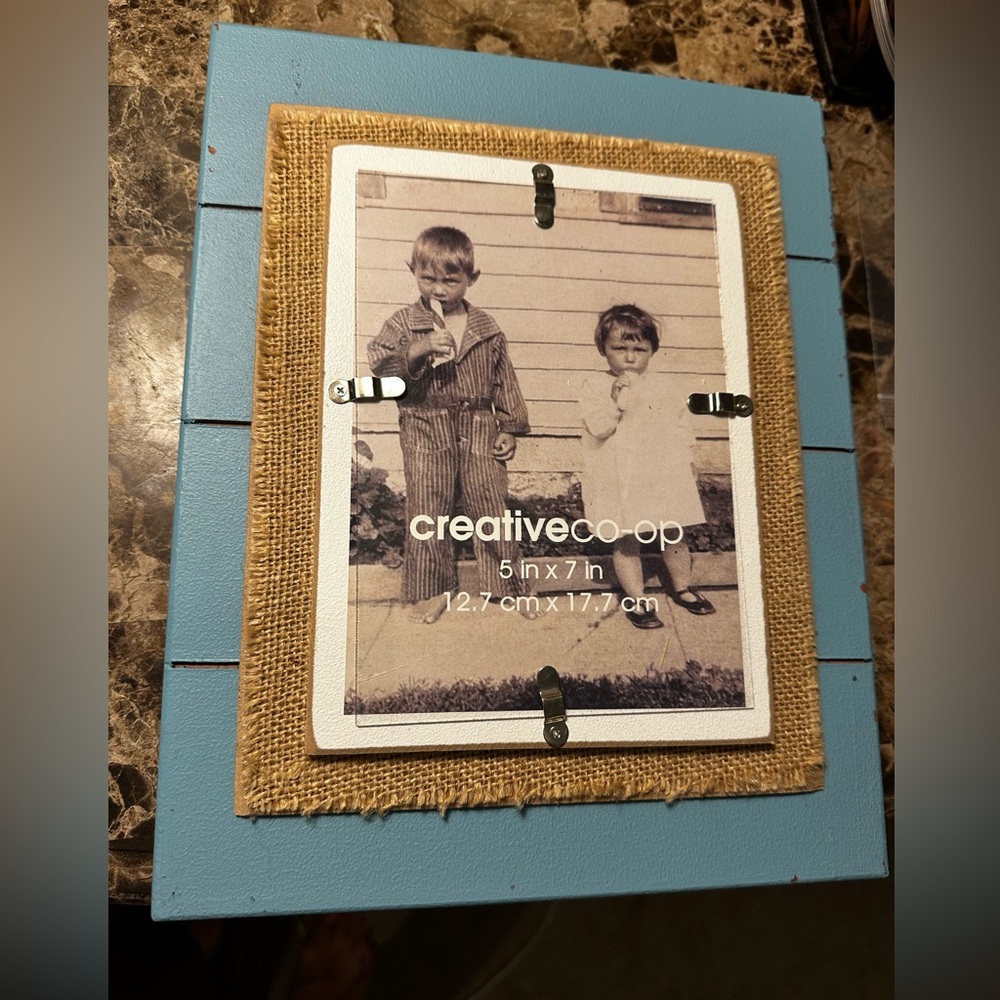 Creative Co-Op Blue and Brown Photo Frame